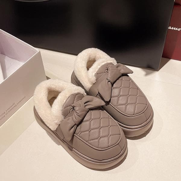 Round Toe Korean Shoes Bow-Knot Autumn Loafers Fur Butterfly Fall Winter Comfortable Fashion Concise Slipper Solid Cover He 39
