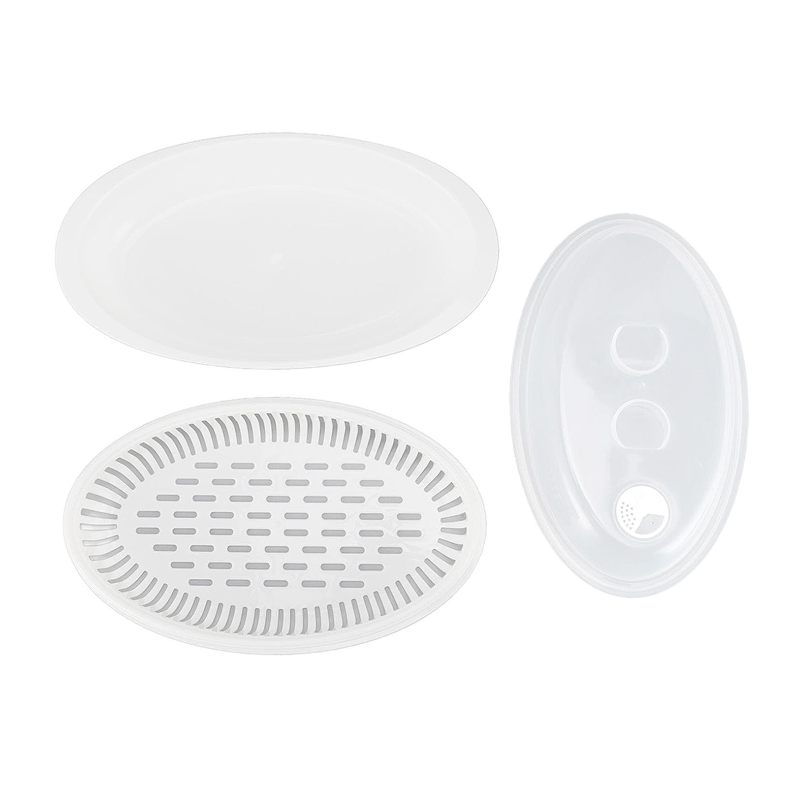 Microwave Steamed Fish Plate with Cover PP Fast Heat Conduction Microwave Steamed Fish Container L