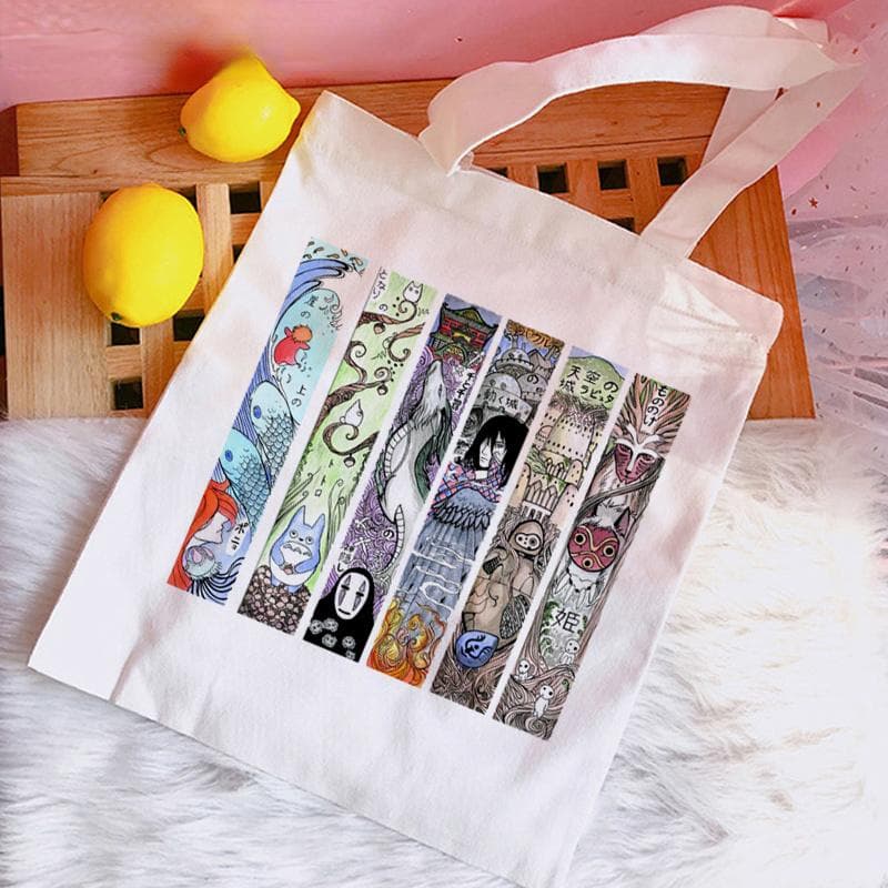 Studio Ghibli Totoro Spirited Away shopping bag bolso reusable jute bag canvas bolsa bag sacola jute boodschappentas cloth 25*30cm