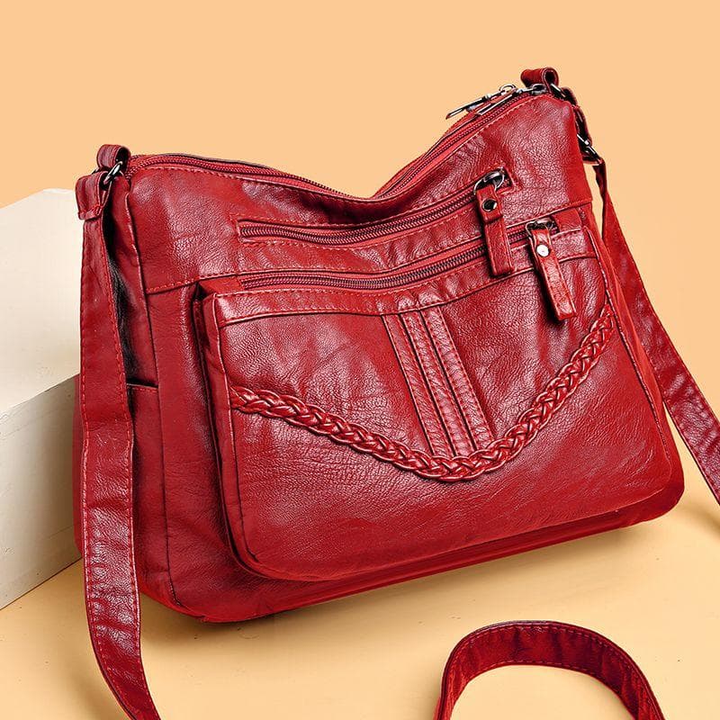 New Mom Bag, Foreign-style Hundred Ladies Shoulder Bag, Multi-layer Large-capacity Women's Bags Middle-aged and Elderly Cross-body Bag red