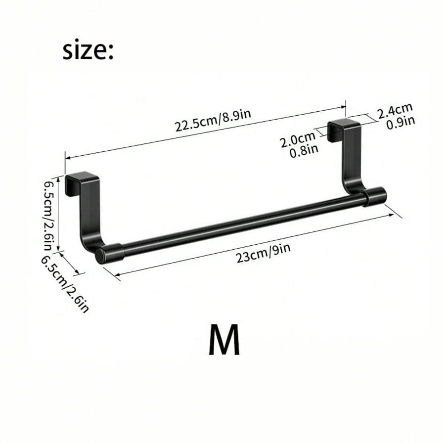 1pc Towel Rack, No Drill Installation Bathroom/Kitchen Towel Holder Black M-1 Piece multicolour
