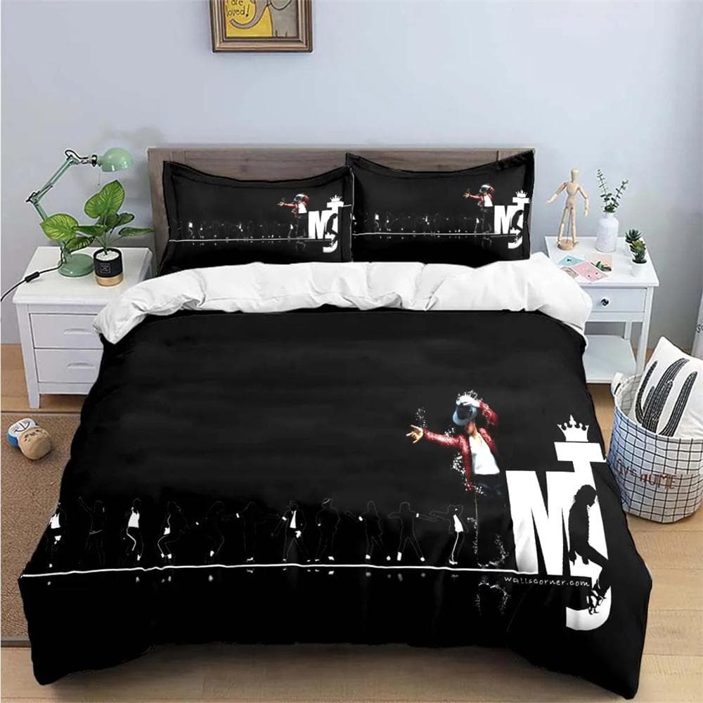 Exquisite Fashion M-Michael-Jackson Printing Bedding Set Duvet Cover Comforter Bed Youth Kids Girl Boys Birthday Gift 140X200cm-2pcs