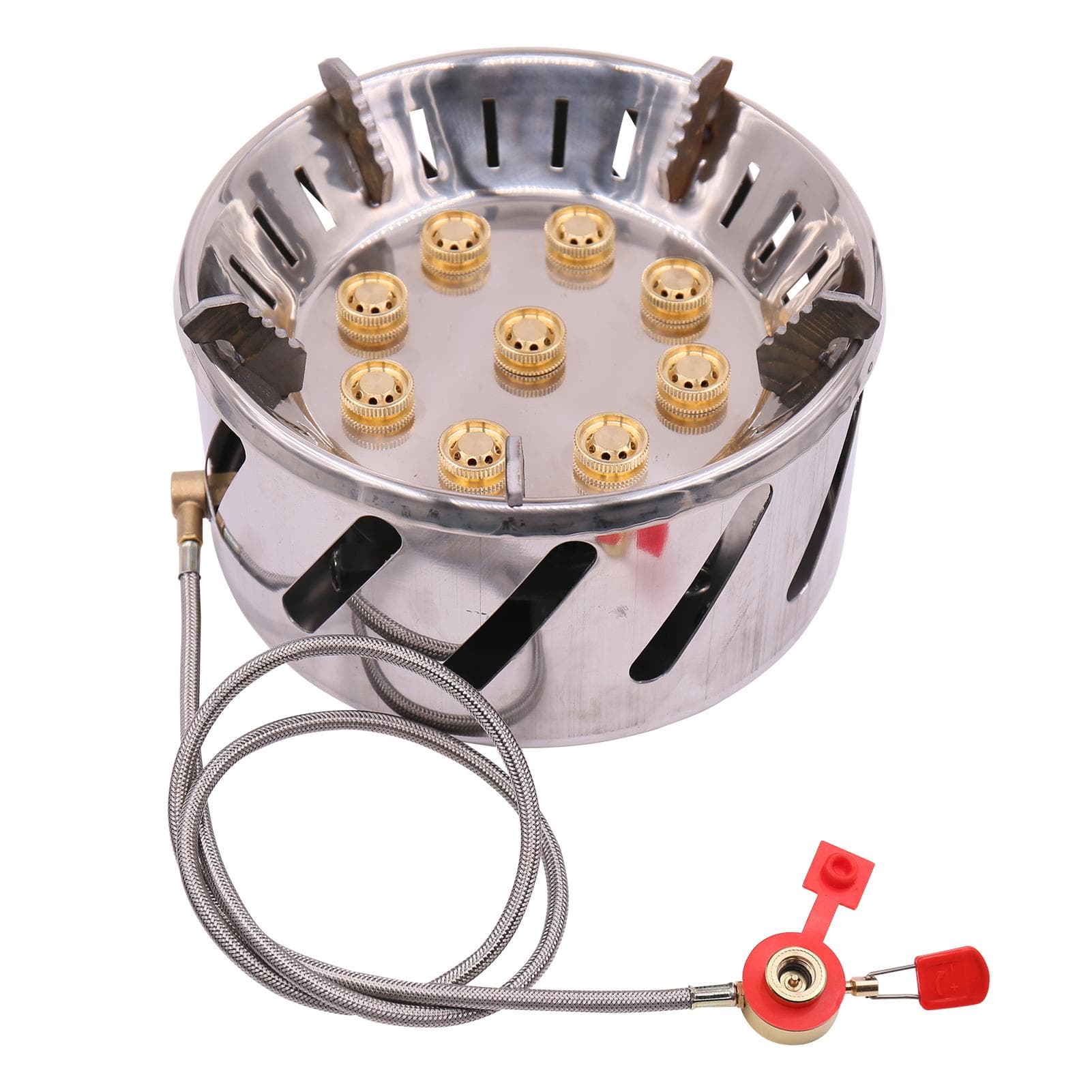 Stainless Steel 9-head Camping Stove Outdoor Camping Picnic Tour Portable 9 Holes Stove silver