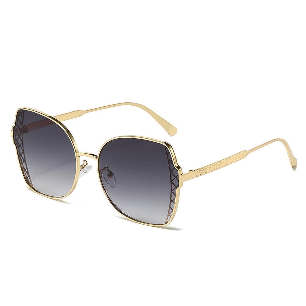 Retro Large Frame Polygon Gradient Women Sunglasses UV400 Pearl Decorative Frames Personality Casual Men Sun Glasses as picture