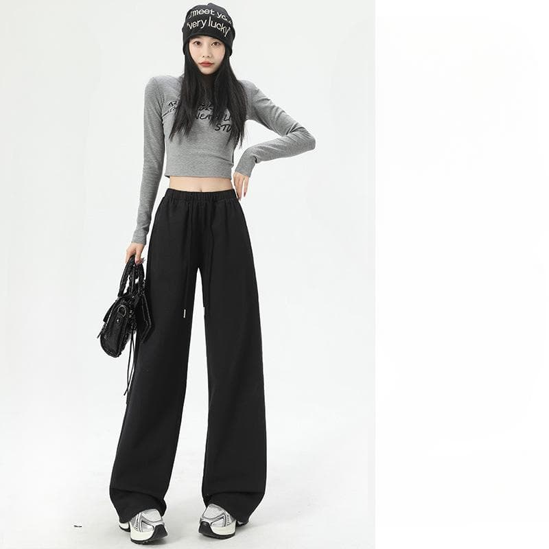 Narrow Version of Women's Spring and Summer New High-waist Slimming and Draped Casual Straight-tube Cotton and Linen Wide-leg Jeans XL