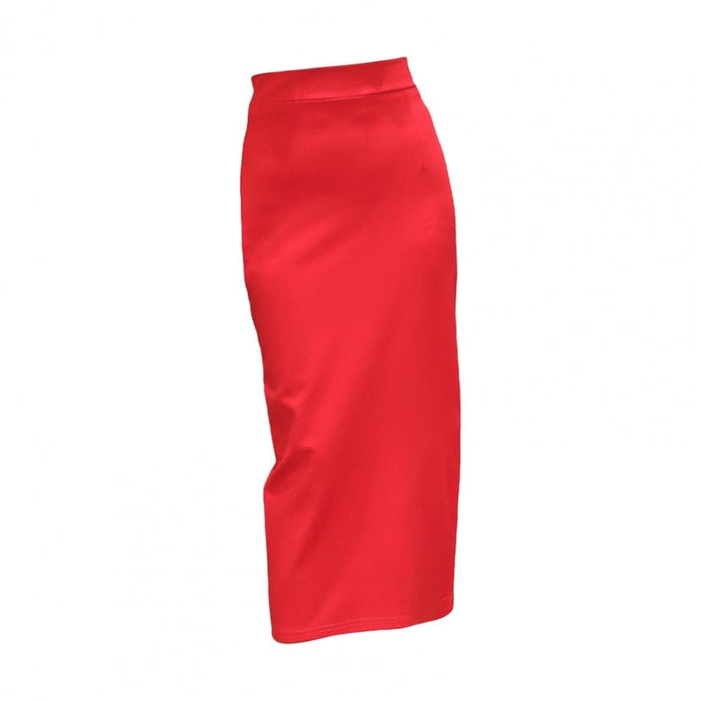 Flattering Hip-hugging Skirt Stylish Women's High-waist Midi Skirt with Back Slit Design for Office Lady for Curves for Sellers XL red