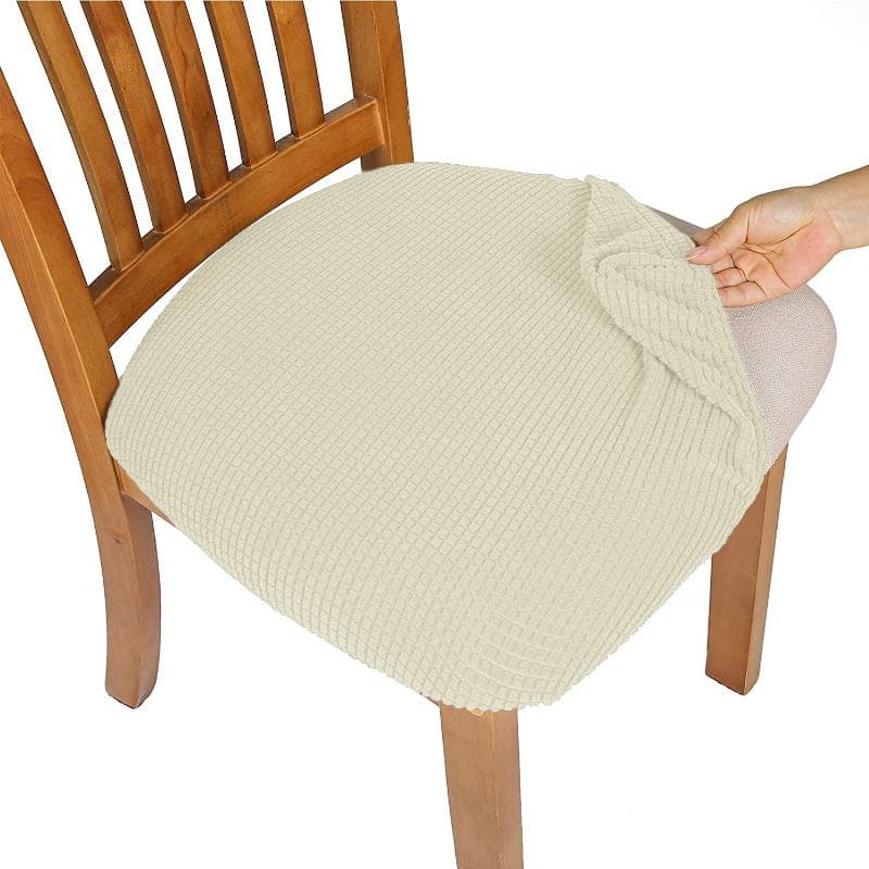 WaterProof Durable Spandex Jacquard Dining Room Chair Seat Covers Removable Washable Upholstered Banquet Chair Cushion Slipcovers beige