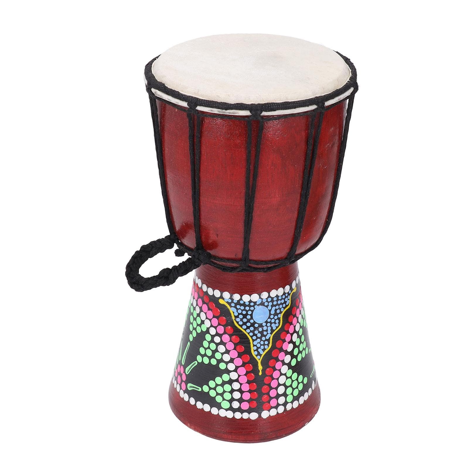 Djembe Drum 4 Inch Red Color Hand Painted Pattern Classical African Djembe for Beginner