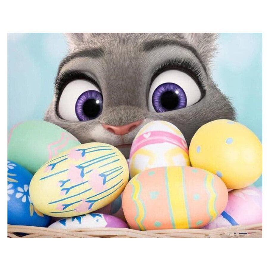 Diamond Painting Cross Stitch Easter Egg DIY Drill Mosaic Kit Round Diamond Embroidery Rhinestone 20X30CM