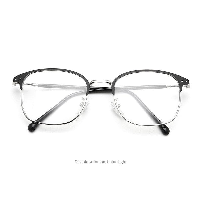 Photochromic Frameless Eyeglasses for Men Anti Radiation Computer Glasses Korean Fashion Rectangle Sunglasses