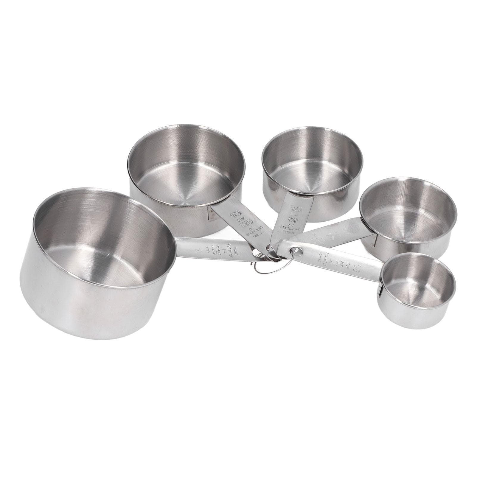 5pcs Stackable Stainless Steel Measuring Cups Set with Scale Kitchen Cooking Baking Tool L(for 6.5-9kg)