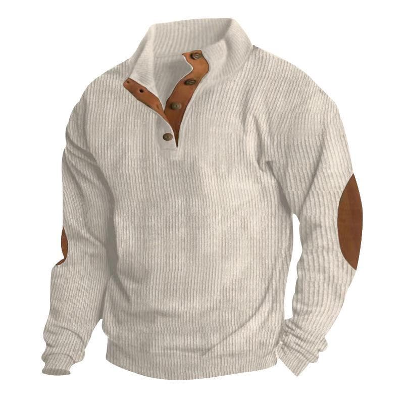 Men's Retro 5XL Corduroy Stand Collar Pullover Jacket Shirt 4XL apricot