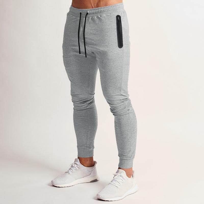 European and American Style Men's Spring Summer Sports Long Pants Casual Gym Pants Running Trousers with Pockets S gray