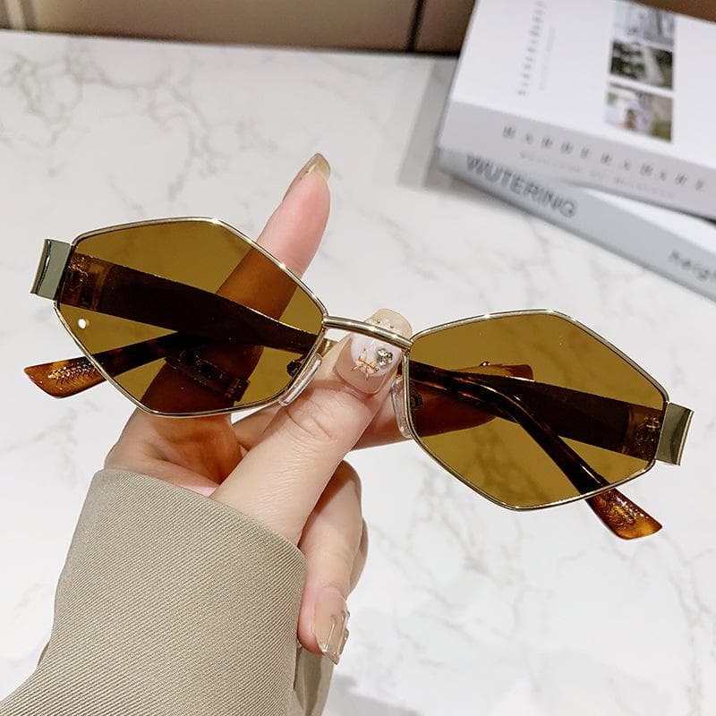 Fashion Rhombus Women Sunglasses Luxury Metal Frame Vintage Small Shades UV400 Gafas De Sol Ladies Sun Glasses As shown